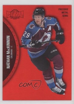 2021-22 Skybox Metal Universe PMG Red 24/100 Nathan MacKinnon #75 00d2