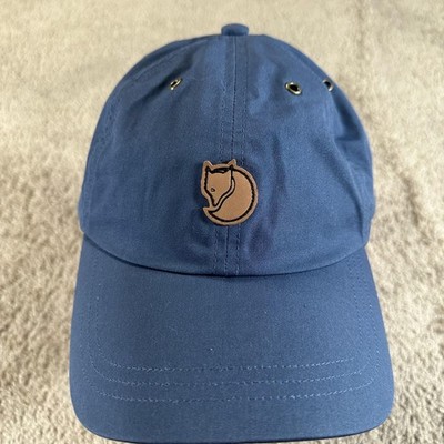 Fjallraven Hat Cap Strap Back Mens XL Blue  Waxed Twill Fox Logo Sweden Flag