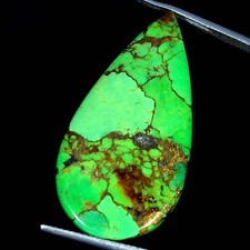 18.90Cts Lab-Created Green Copper Turquoise Pear Cabochon 17X33X4MM