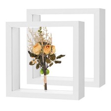 2-Pack Dried Flower Frame, 6 x 6 Inch Wooden Shadow Box Frame White