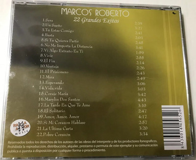 RARE cd  60s 70s 80s Balada MARCOS ROBERTO 22 exitos en español La Ultima Carta