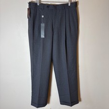 NWT Vintage Oscar de la Renta FlexFit 100% Wool Dress Pants Charcoal Gray 34x30