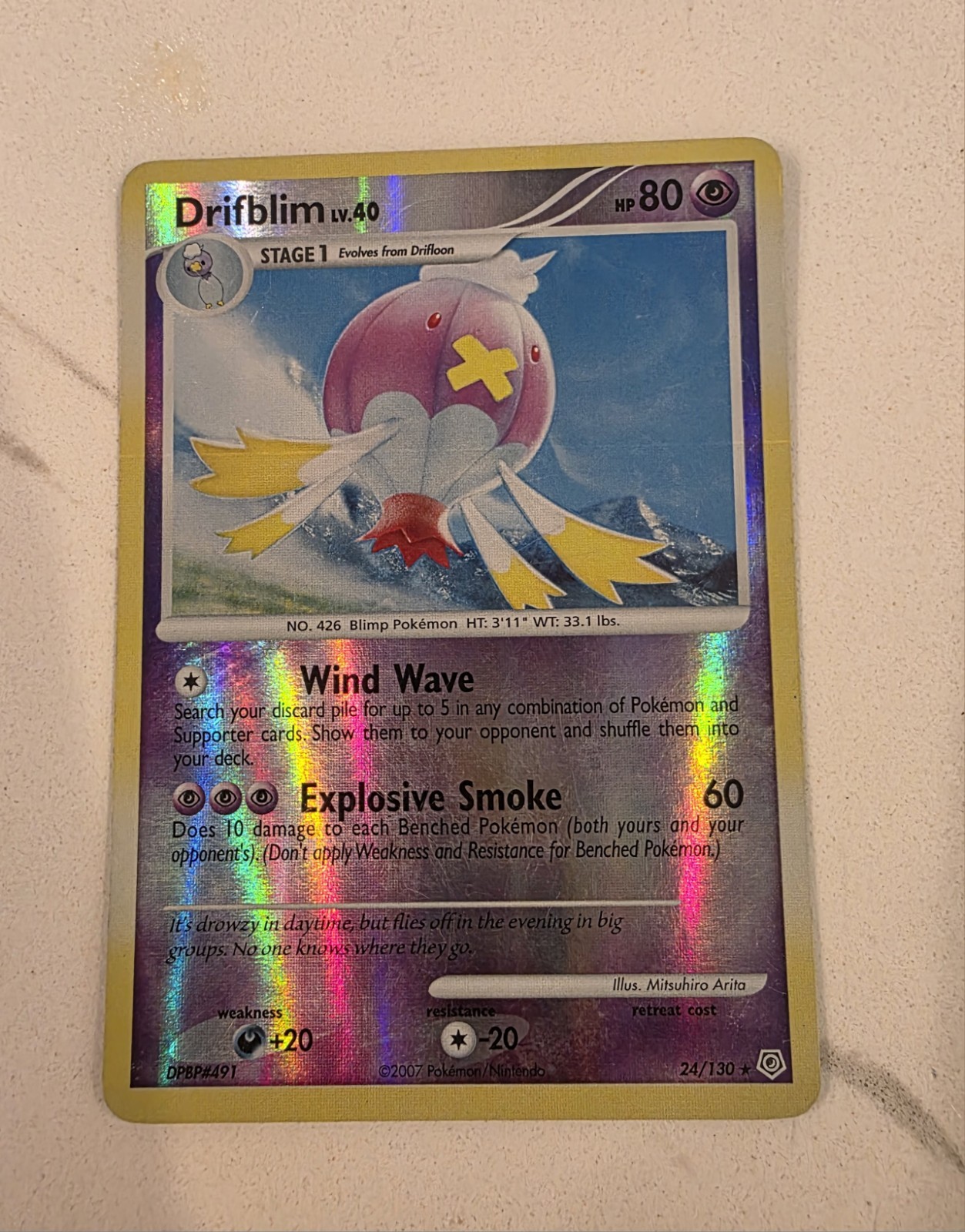 Pokémon TCG Drifblim Diamond & Pearl 24/130 Reverse Holo Rare - LP