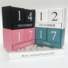 Wooden Perpetual Calendar DIY Cube Calendar Building Blocks Calendar Home Decor