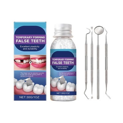 Denture Teeth Gel Set Shapeable Solid-Dental Adhesive Temporary Denture Set J4W7
