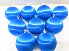 9 Blue Satin Spun Silk Sheen Christmas Balls Ornaments Styrofoam 3" D5072