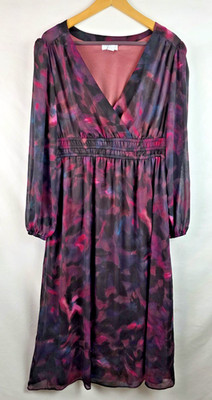 Sofia Jeans by Sofia Vergara Women's Dress Size Large Burgundy Long Sleeve Dress