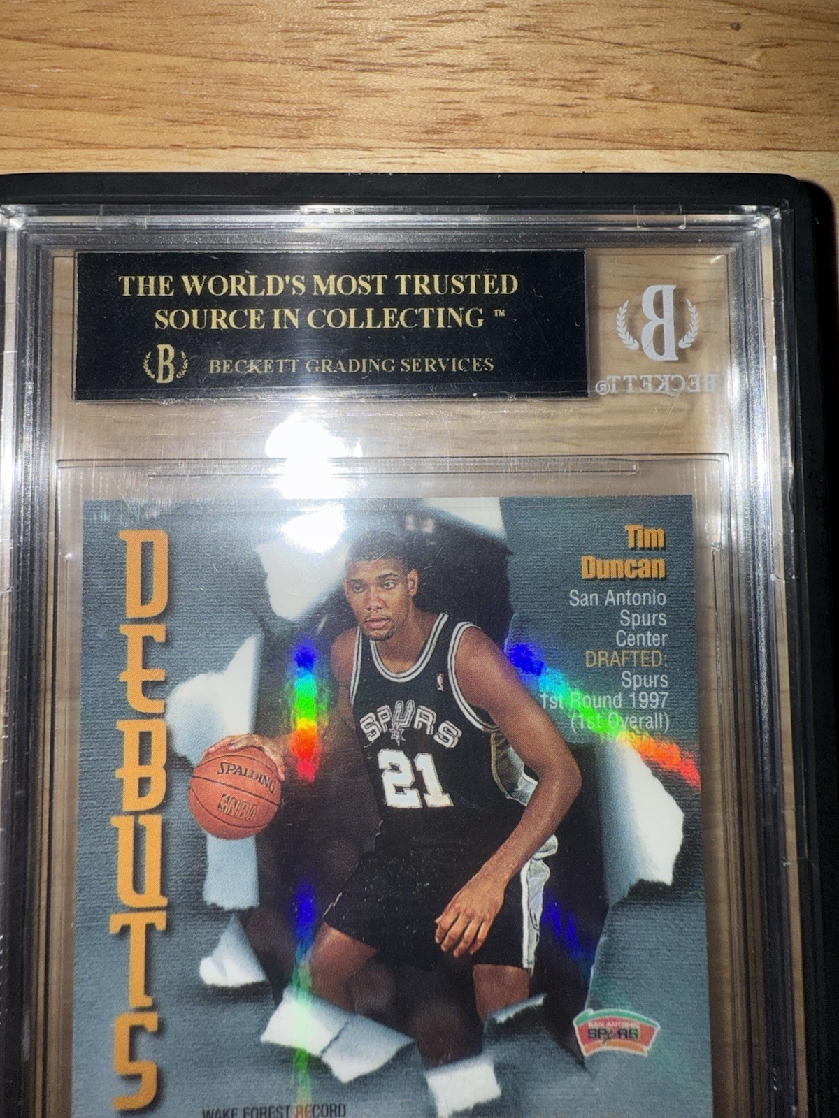 1997 Topps Finest #101 Tim Duncan RC Refractor BGS Black Label 10 Spurs HOF view 5