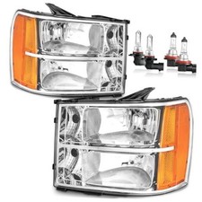 Headlights W/Bulbs for 2007-2013 OE Replacement Chrome - With H/L Beam Bulbs