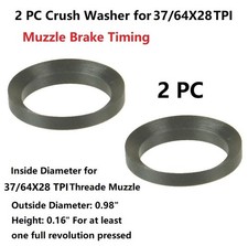 2PCS Set Steel Crush Washer for 37/64x28 TPI Threaded Muzzle Brake Timing