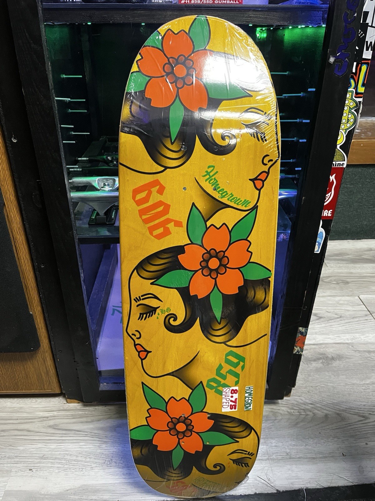 HomeGrown 8.75 Shaped Yellow Skateboard Deck. *Free Shipping*