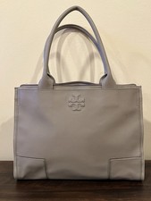 Tory Burch French Light Gray Leather Tote Bag Authentic