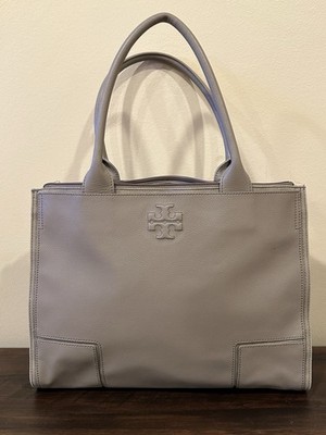 Tory Burch French Light Gray Leather Tote Bag Authentic