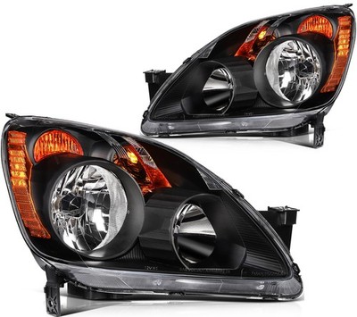 Headlights Assembly For 2005-2006 Honda CRV C-RVBlack Left+Right Pair