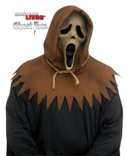Ghost Face Scarecrow Burlap Look Mask with Hood for Halloween Costume Adult