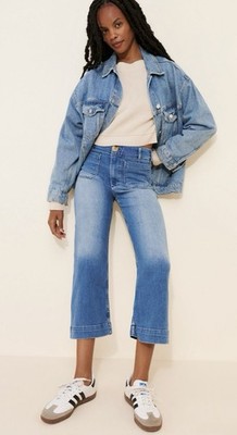 Anthropologie Maeve Colette Cropped High Rise Wide Leg Jeans in Med Blue 24P