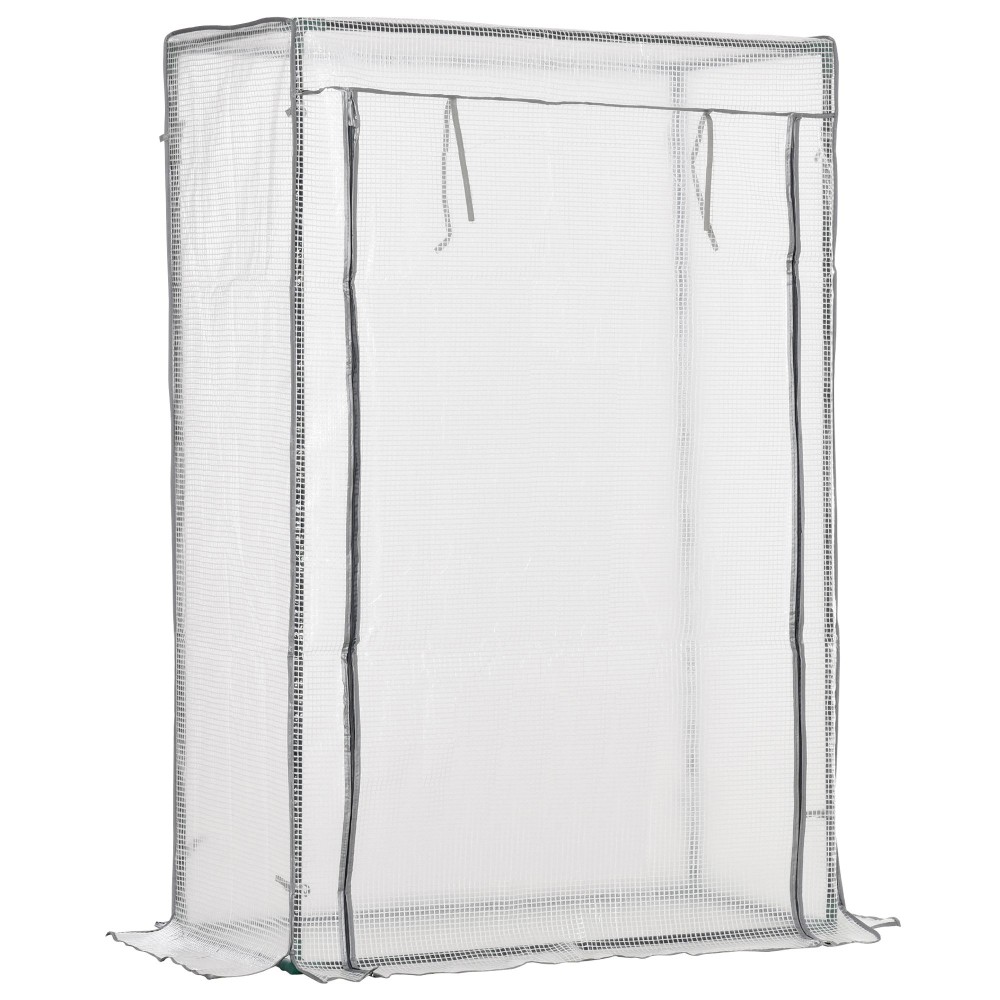 Serre en film acier blanc 101x50x150 cm avec porte zippée pour jardin