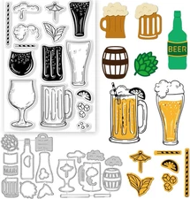 Beer Clear Stamps and Cutting Dies Beer Stamps and Embossing Die Cuts Silicone S