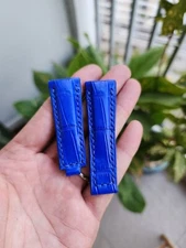 Size 20/16mm Blue Genuine Leather Skin Watch Strap Band ForRolex-Quick Release