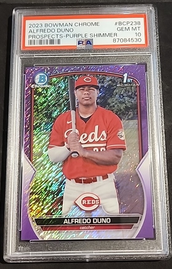 PSA 10 ALFREDO DUNO 1st 2023 Bowman Chrome PURPLE SHIM REFRACTOR/250 RC GEM MINT