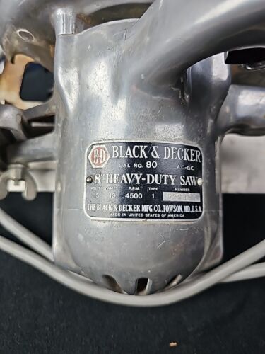 VINTAGE BLACK & DECKER UTILITY 8" HEAVY DUTY CIRCULAR SAW No. 80 Heavy Wood Box - Picture 2 of 24