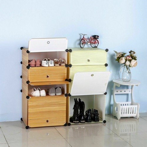 4 Tier Shoe Storage Cabinet 8 Pair Cupboard Closet Wardrobe Shoe Boot Organiser - Picture 6 of 12