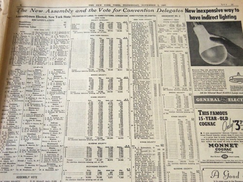 1937 NOVEMBER 3 NEW YORK TIMES - LAGUARDIA WIEDERGEWÄHLTE DEWEY GEWINNT - NT 5547 - Bild 5 von 6