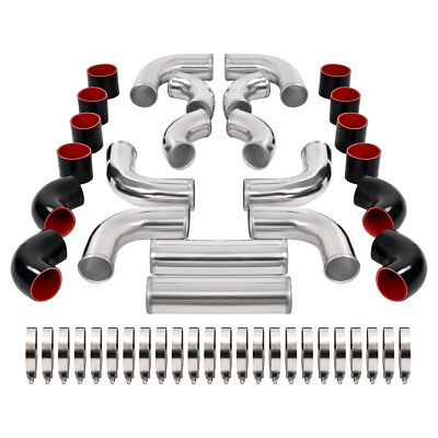 Universal 2.5'' 3'' Aluminum Intercooler Piping U-Pipe Kit w/Coupler and T-Clamps