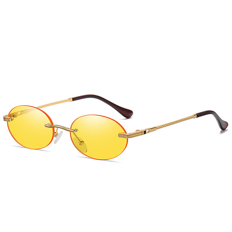 Retro Oval Rimless Sunglasses with UV400 Lenses, Small Fit Retro Wrap Rimless Sunglasses Oval Women main image 4