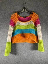 Wild Fable Sweater Women M Square Neck Pointelle Pullover Hippie Boho Festival