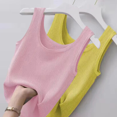 Women Solid Vest Tees Tank Tops T-Shirt Casual Summer Plain Slim Fit Sleeveless 
