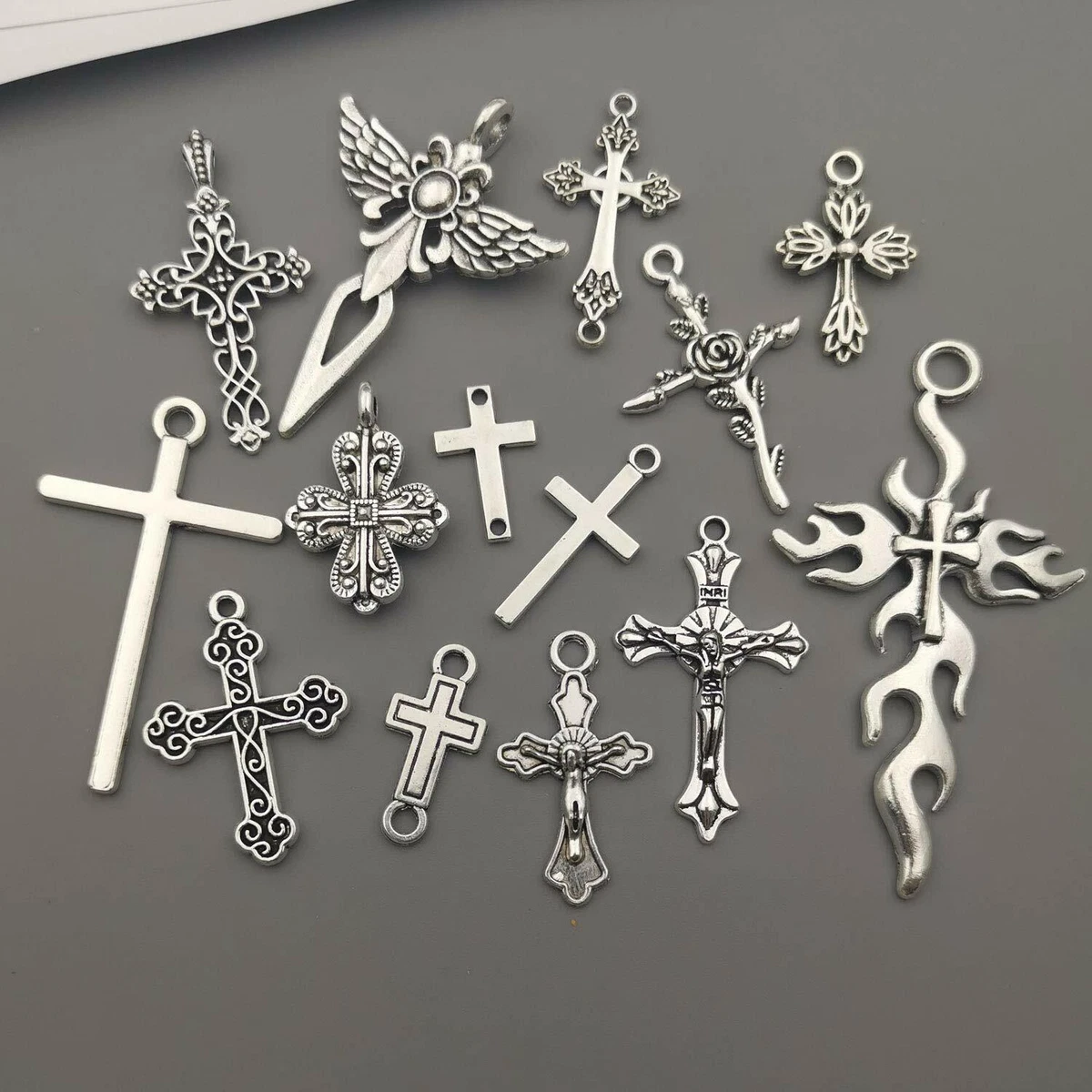 BULK Charms Assorted Lot Pendants Silver Religious Christian 42p eBay