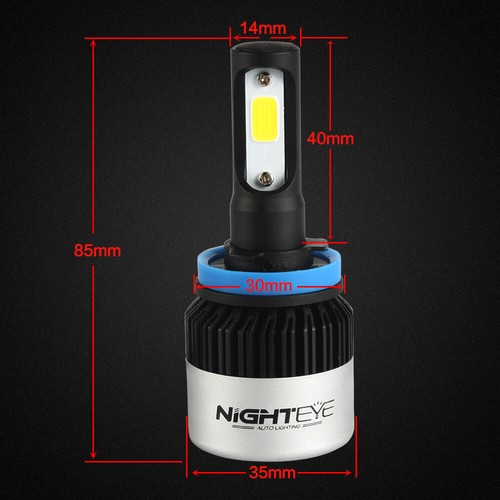 Nighteye 2x 72W 9000LM LED Headlight Bulbs Kit Car Driving White 6500K Plug&Play - Picture 108 of 111