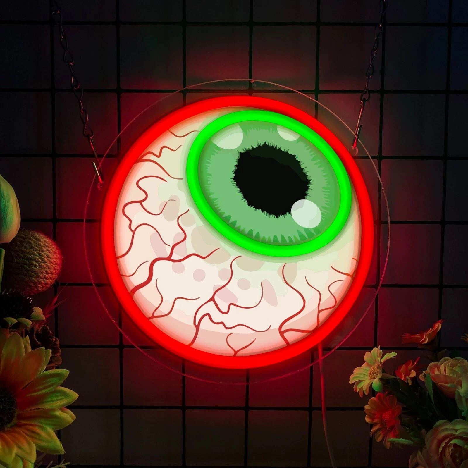 Eyeball Neon Sign for Wall Decor Dimmable Halloween Haunted House Man Cave