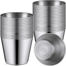 100 Pieces 1.5 Oz Metal Ramekins Dipping Sauce Cups Stainless Steel Condiment Cu