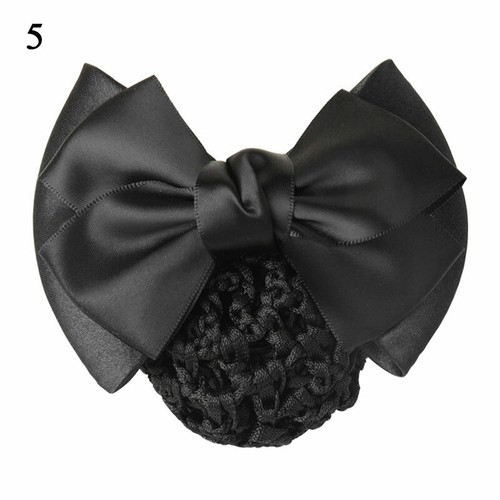 Women Satin Bow Barrette Double Bowknot Hair Net Hair Bun Barrette Hair Clip▱ - Picture 48 of 109