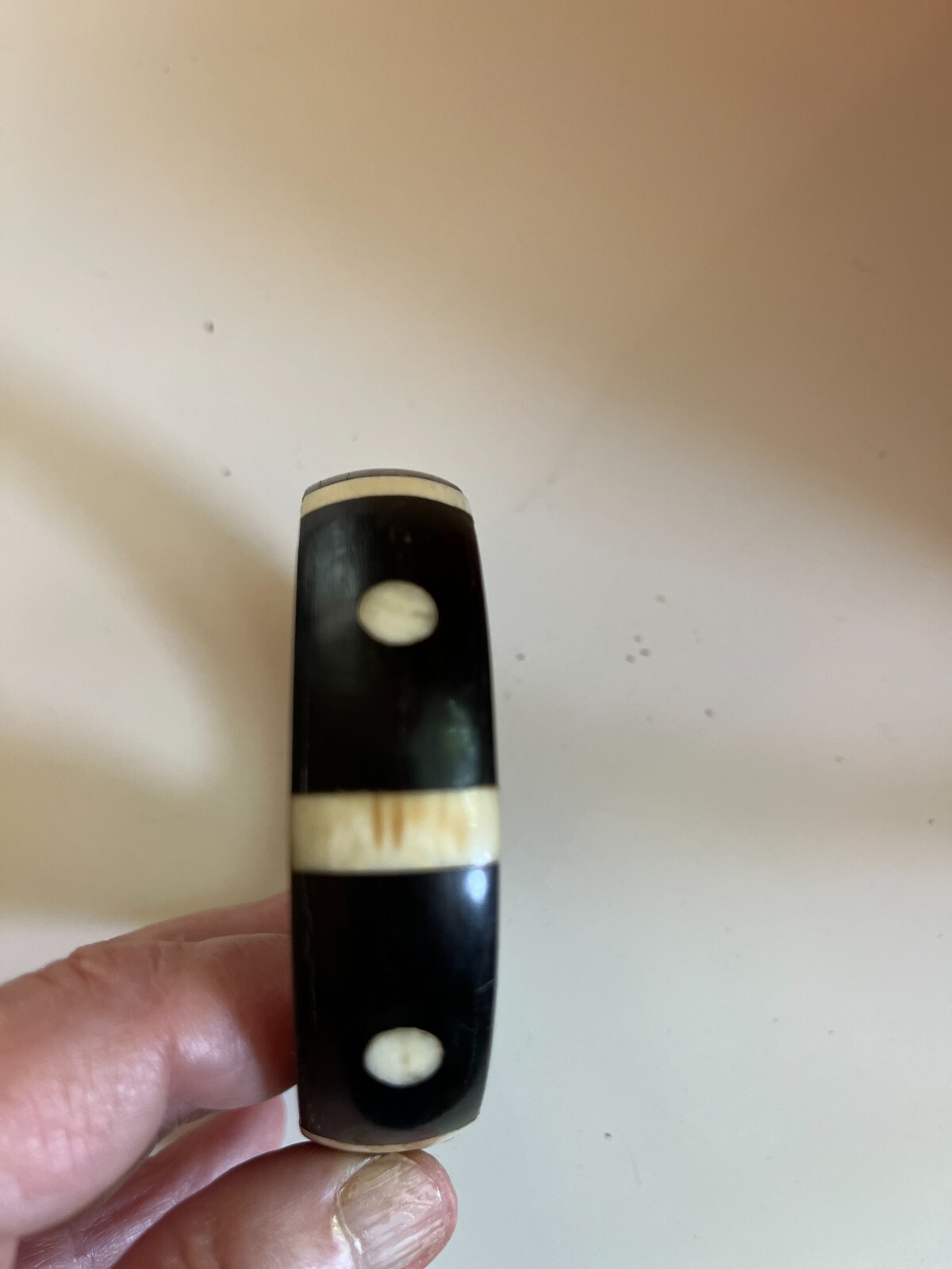 EBONY BANGLE BRACELET WITH BONE INSERTS - image 1