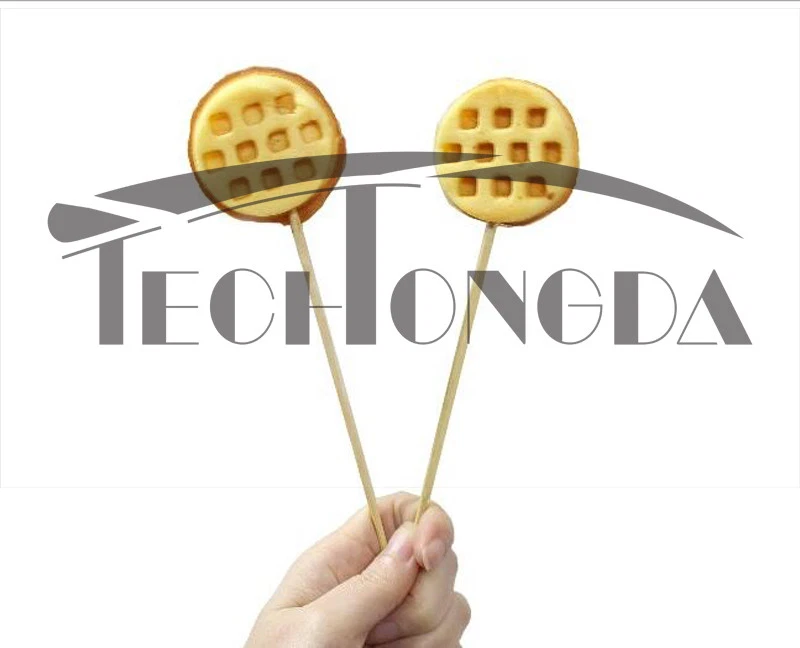 Mini máquina de gofres redonda eléctrica antiadherente comercial 110 V 1,5 KW Foto 2 de 4