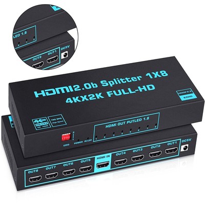 Plug&play 4K HDMI Splitter 1x8 Splitter 1 In 8 Out  Audio Video Distributor