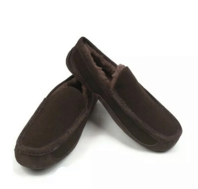 NEW UGG Men s Ascot Wool Suede Lined Moc Slippers- 3233 STT - Stout Brown - 8 US