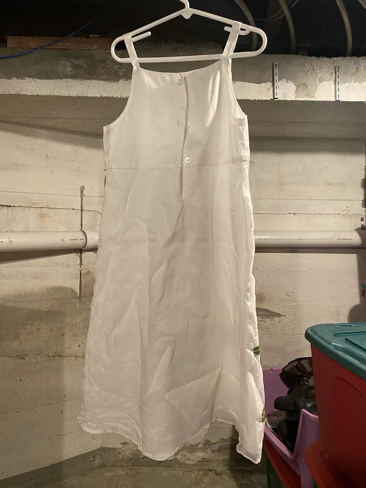 Vestido Halabaloo Niña Talla 5 Blanco Roseta Flores Cinta Tirantes Flor Amarilla Foto 4 de 4