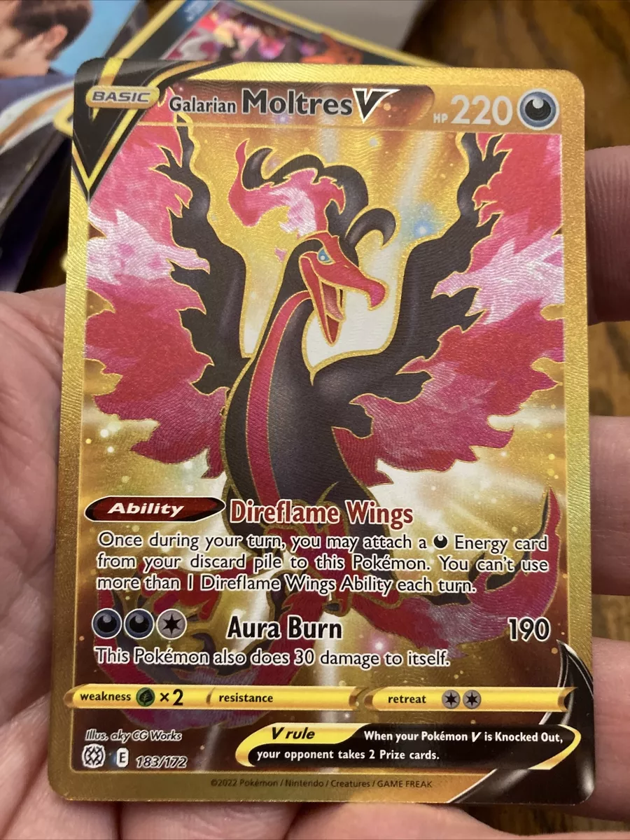 Galarian Moltres V 183/172 Gold Secret Rare Pokemon Brilliant Stars NM/M