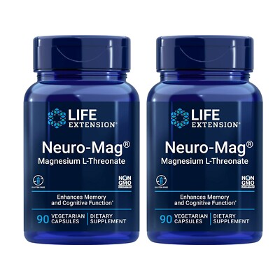 Life Extension Neuro-Mag Magnesium L-Threonate Memory, Focus, Cognitive Boost 2P