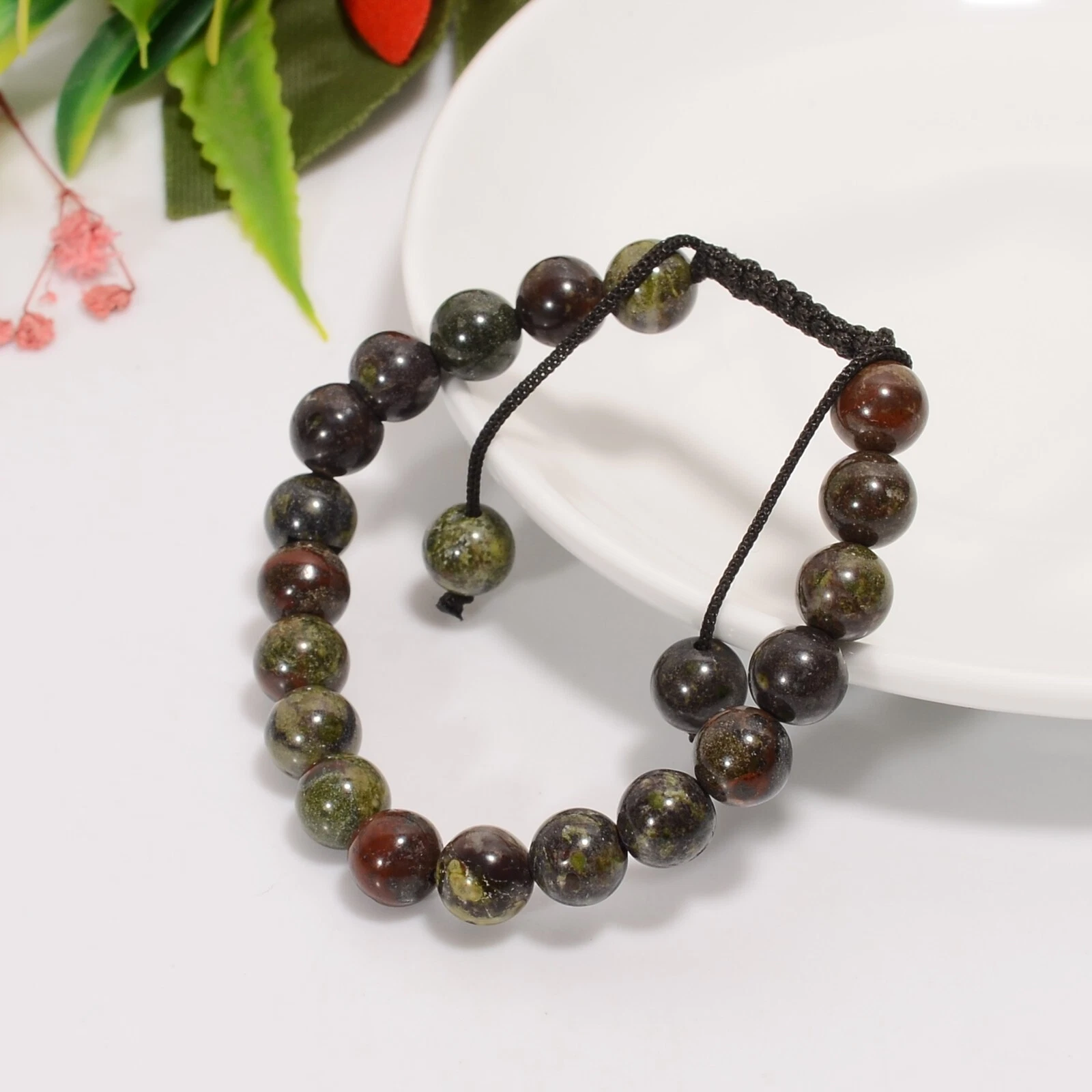 VALENTINO Bracciale regolabile fatto a mano con perline drago naturale diaspro regalo per lui