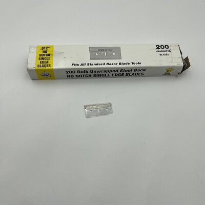 QTY 200! .012 #12 Single Edge Steel Razor Blades  ''Made in the USA'' No Notch