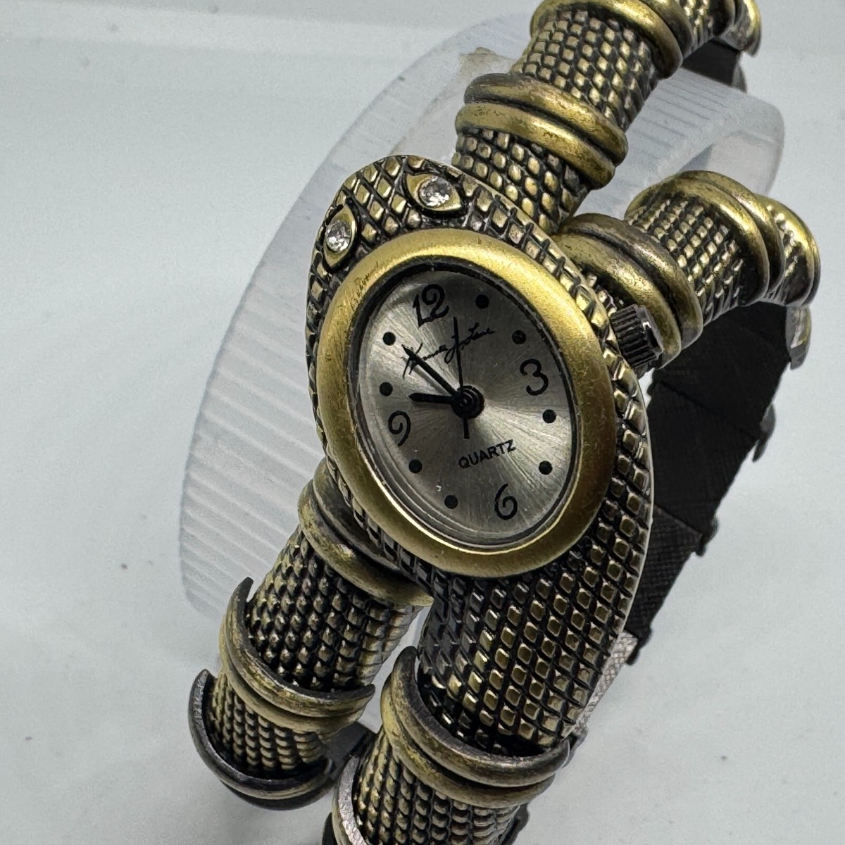 Vintage Kenneth Jay Lane Quartz Watch Women Brone Snake Shape