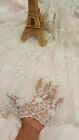 Off White Wedding Beaded Lace Fabric By The Yard Bridal Floral Flowers Scalloped