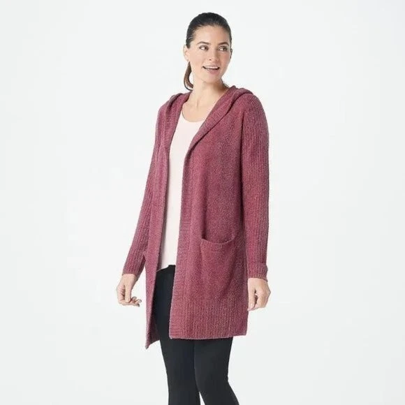 Barefoot Dreams CozyChic Lite Relaxed Hooded Cardi with Pockets Size S