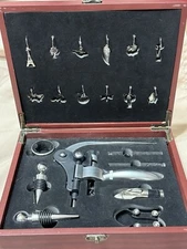 Corkscrew Bar Tools And Charms Wooden Box Set