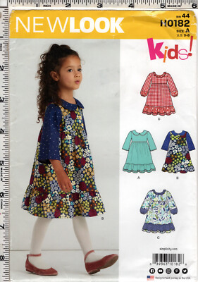 ''Children Six Sizes in One''  2018 New Look Dress Sewing Pattern # H0182 SZ 3-8